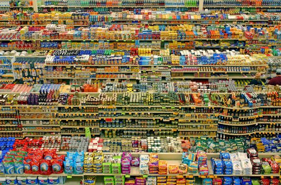 supermarket shelves