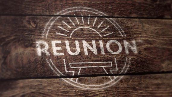 reunion logo on wood
