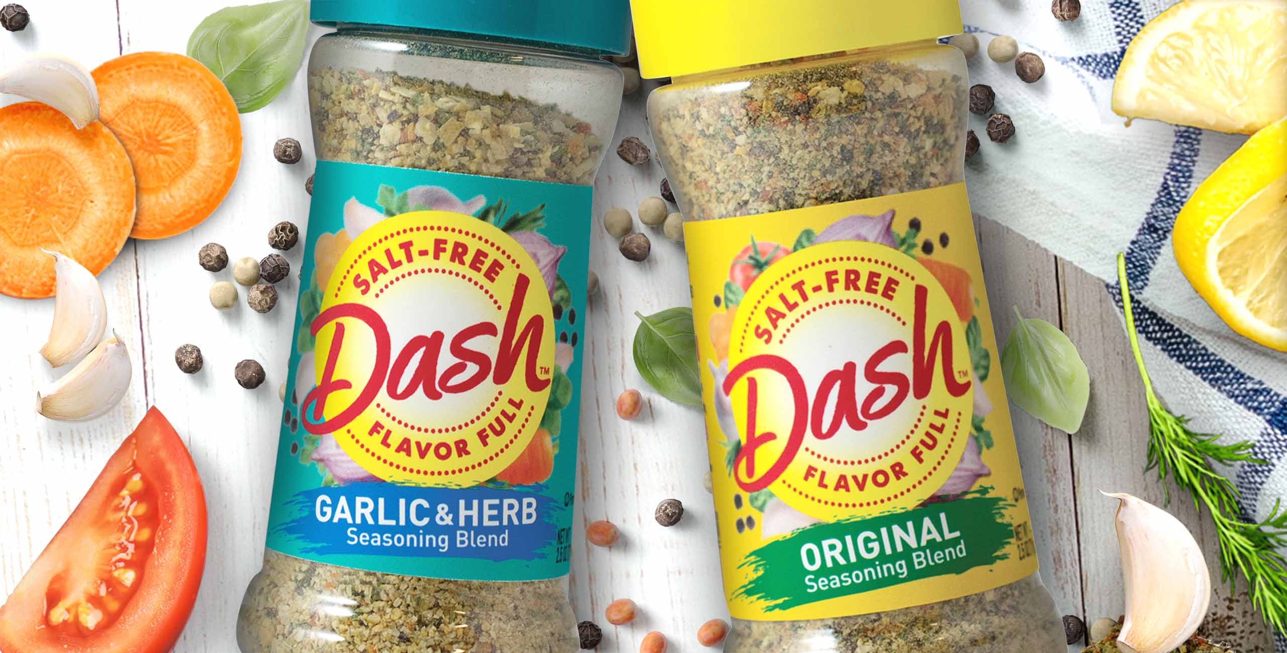 Dash Salt-Free Seasonings Original and Garlic & Herb