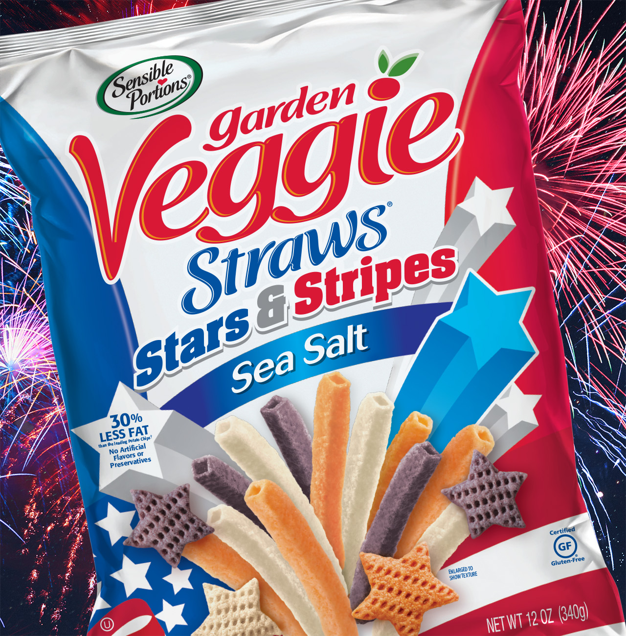 Sensible Portions Veggie Straws Stars and Stripes 12 count bag