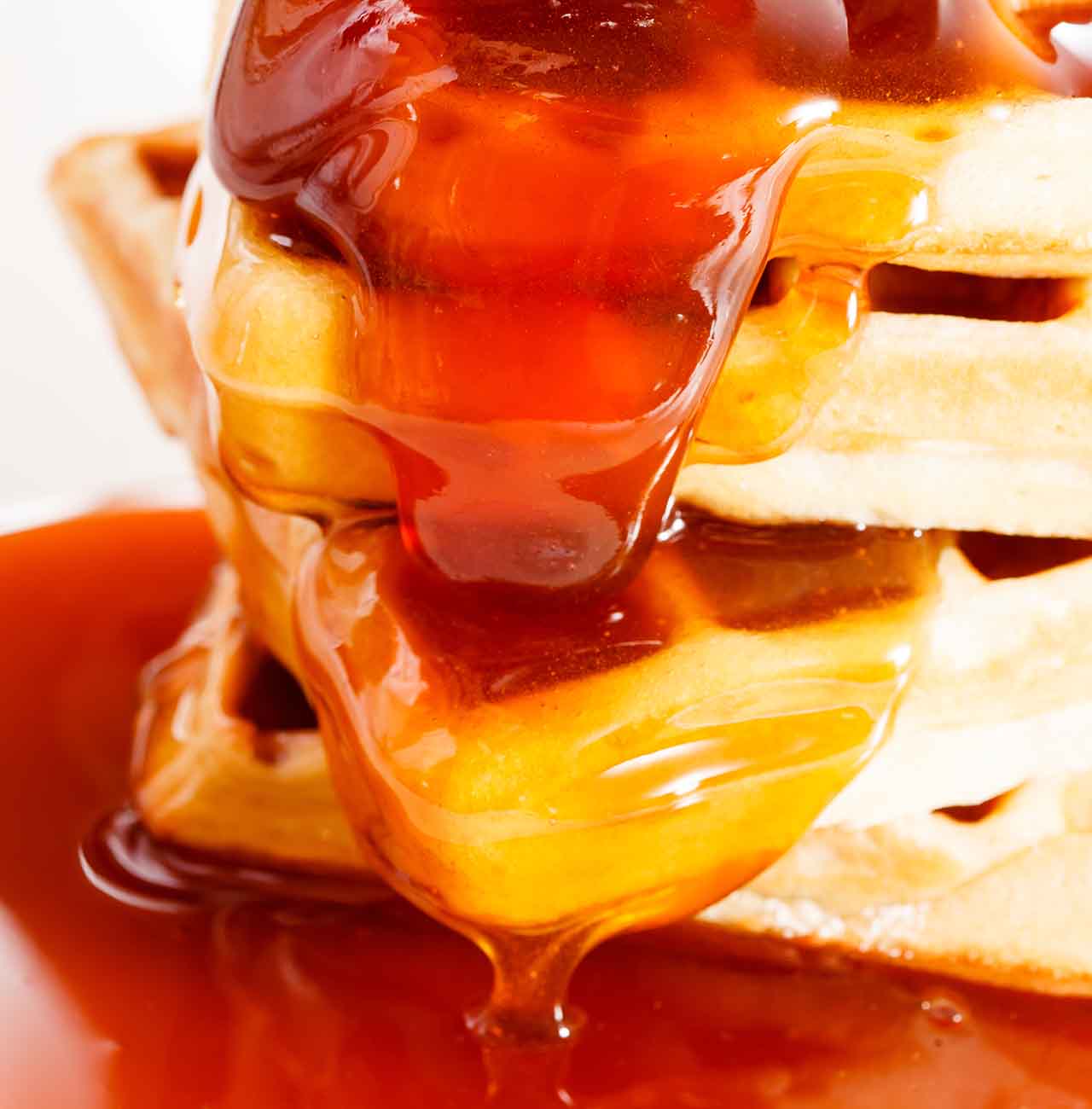 Belgium waffles and maple syrup