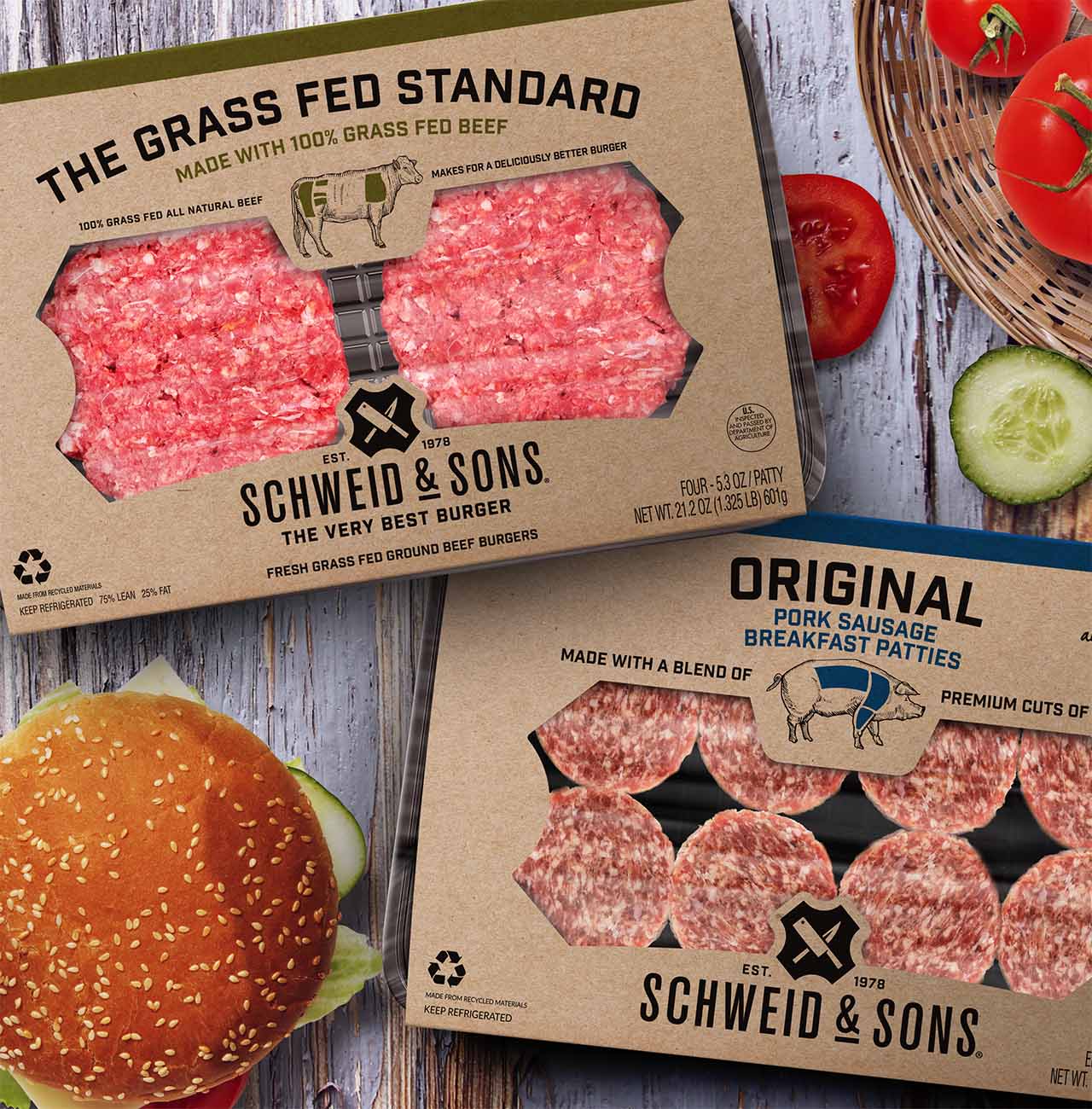 Schweid and Sons Grass Fed Standard and Original packages